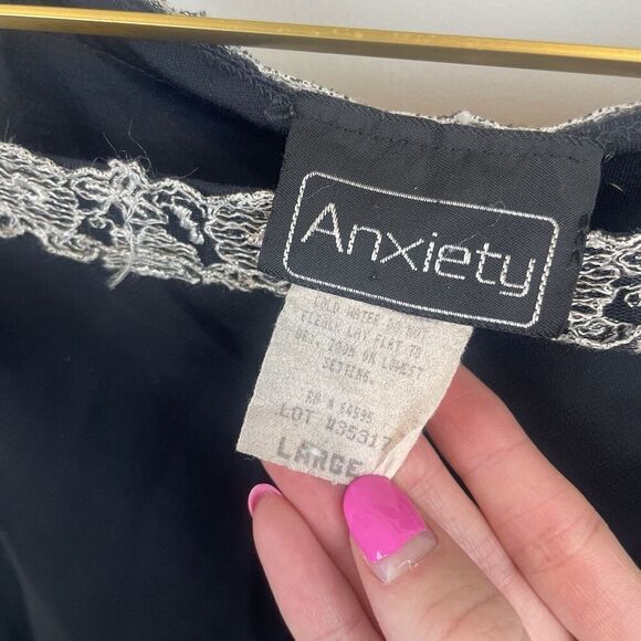 American Vintage Y2K Black Lace Tank Top Anxiety Layered Square Neck Size L - Picture 6 of 6